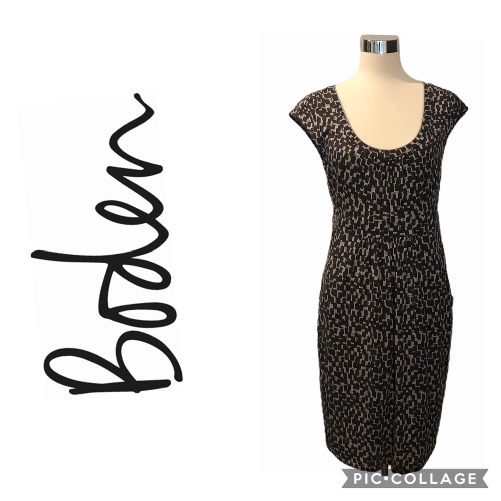 Boden  Gray Print Pocket Dress Size 6R